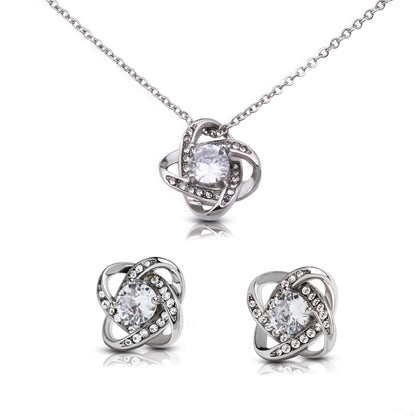 To My Gorgeous Wife - Love Knot Necklace + Earrings Set - JustFamilyThings