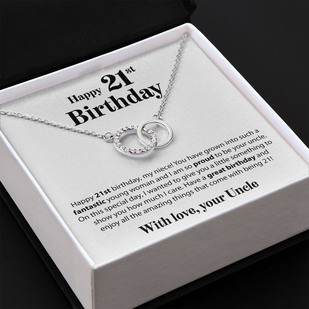 Happy 21st Birthday - From Uncle - Interlocking Circle Necklace - JustFamilyThings