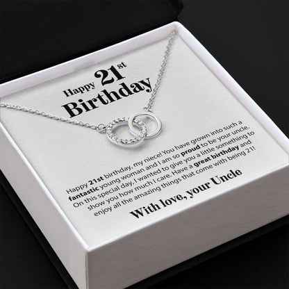 Happy 21st Birthday - From Uncle - Interlocking Circle Necklace - JustFamilyThings