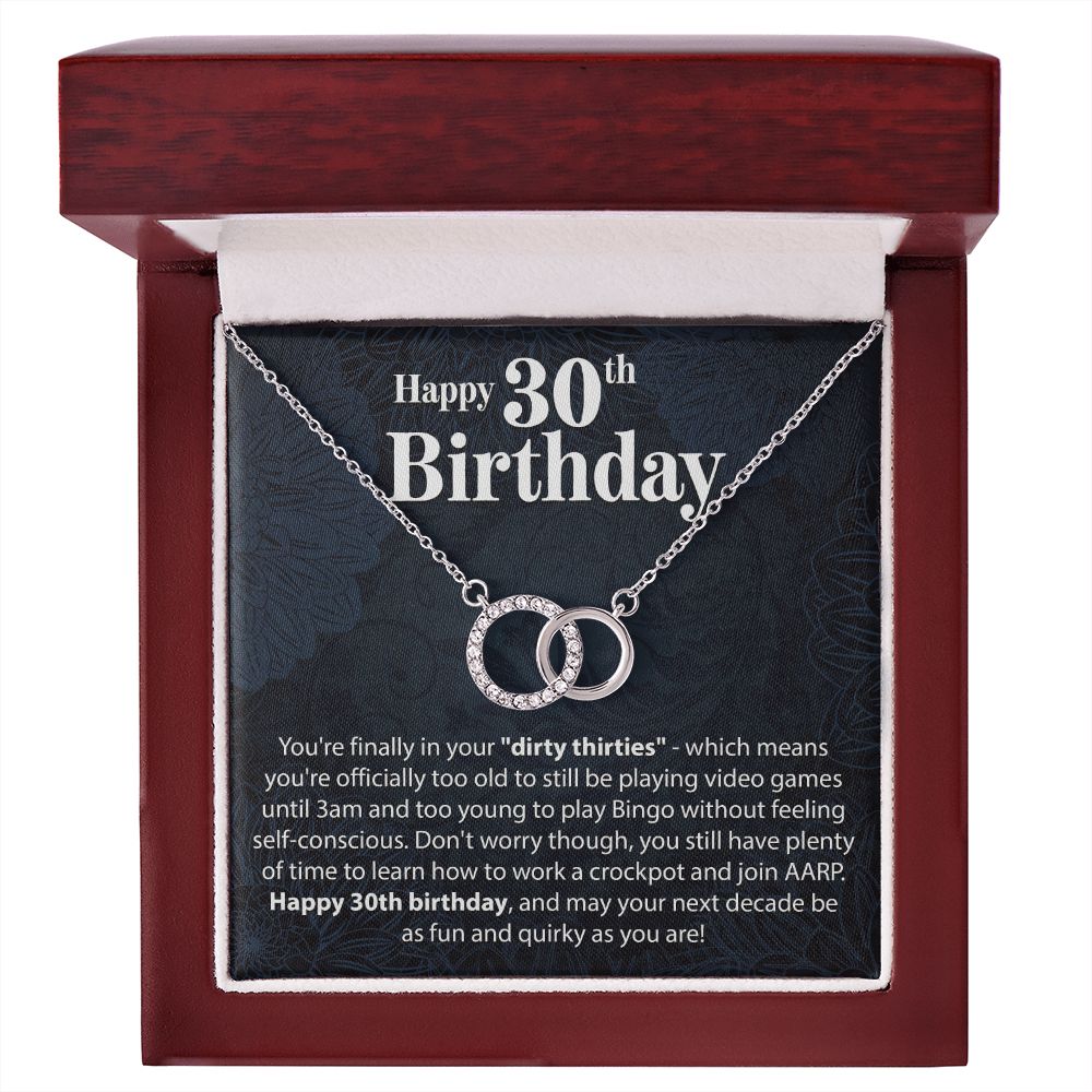 Happy 30th Birthday - You're Finally In Your Dirty Thirties - Interlocking Circle Necklace - JustFamilyThings