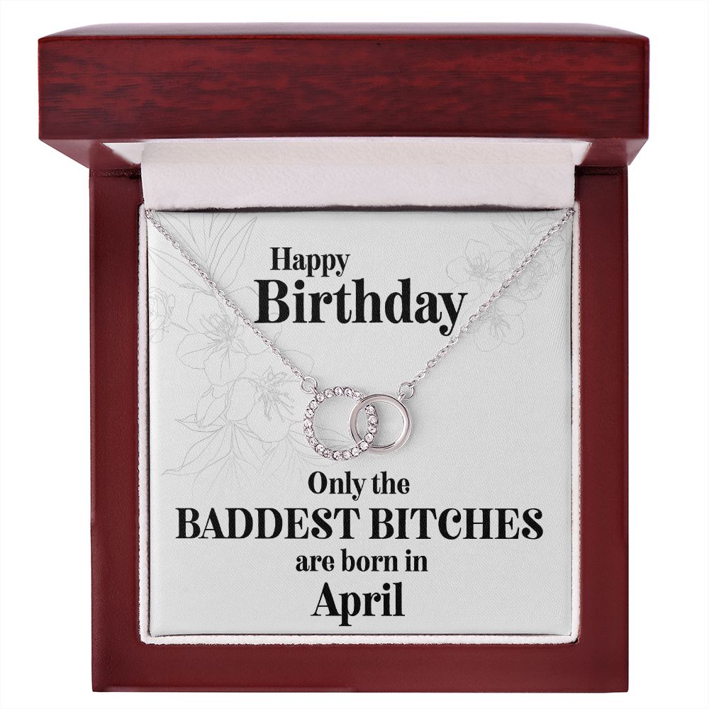 Happy Birthday - Bitches White - Interlocking Circle Necklace - JustFamilyThings