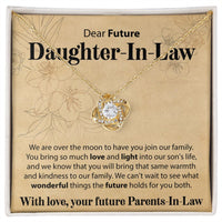 Load image into Gallery viewer, To Our Future Daughter In Law - We Are Over The Moon - Love Knot Necklace - JustFamilyThings
