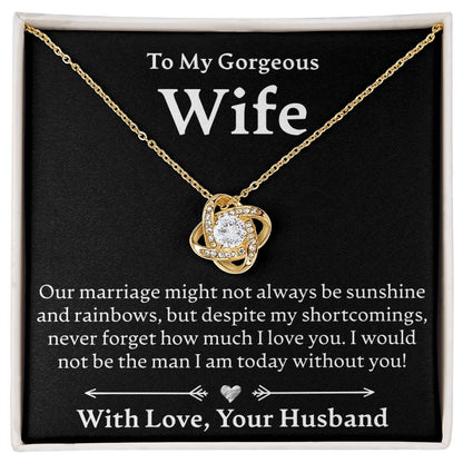 To My Gorgeous Wife - Love Knot Necklace - JustFamilyThings