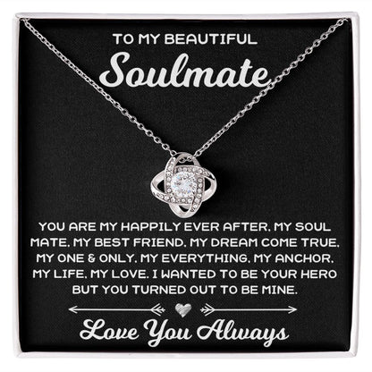 To My Beautiful Soulmate - Love Knot Necklace - JustFamilyThings
