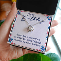 Load image into Gallery viewer, Happy Birthday - Love Knot Necklace - JustFamilyThings
