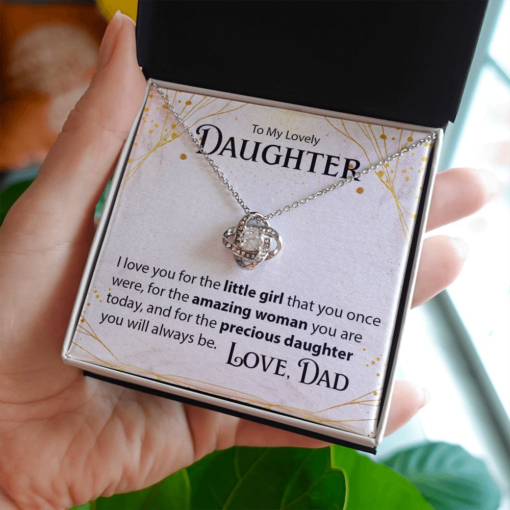 To My Daughter, From Dad - Love Knot Necklace - JustFamilyThings