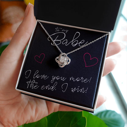 To My Babe, I Love You More - Love Knot Necklace - JustFamilyThings