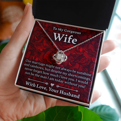 To My Gorgeous Wife - Love Knot Necklace - JustFamilyThings