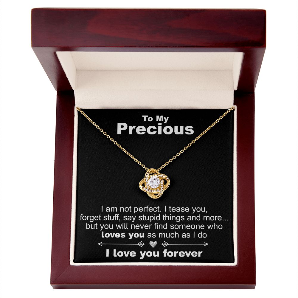 To My Precious, I Am Not Perfect - Love Knot Necklace - JustFamilyThings
