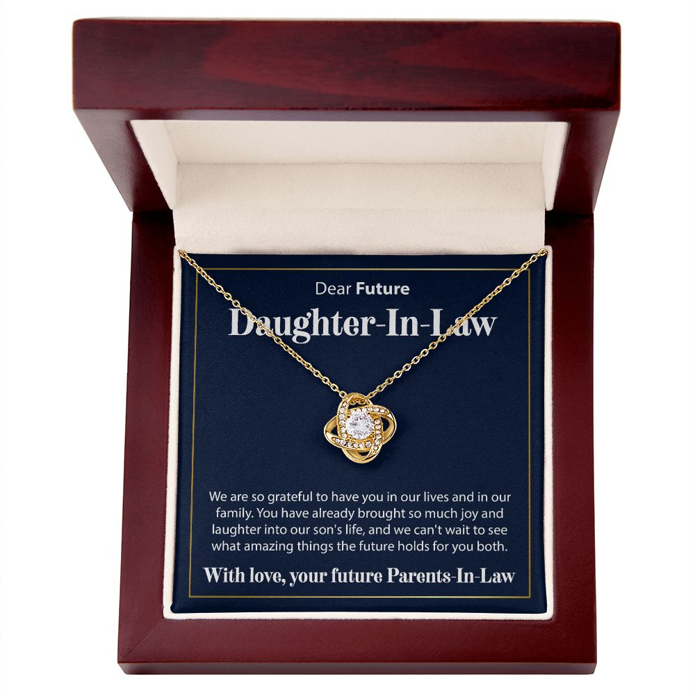 To Our Future Daughter In Law - We Are So Grateful - Love Knot Necklace - JustFamilyThings