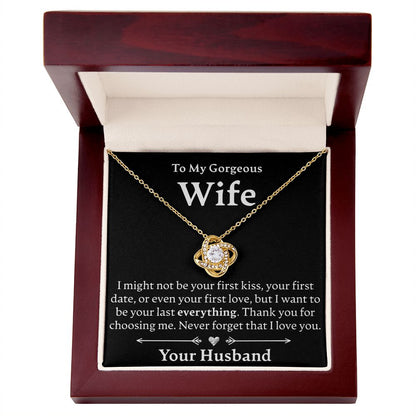 To My Gorgeous Wife - Love Knot Necklace - JustFamilyThings