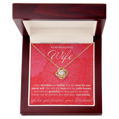 To My Wife - I May Stumble And Falter - Love Knot Necklace - JustFamilyThings