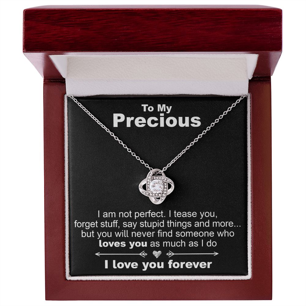 To My Precious, I Am Not Perfect - Love Knot Necklace - JustFamilyThings