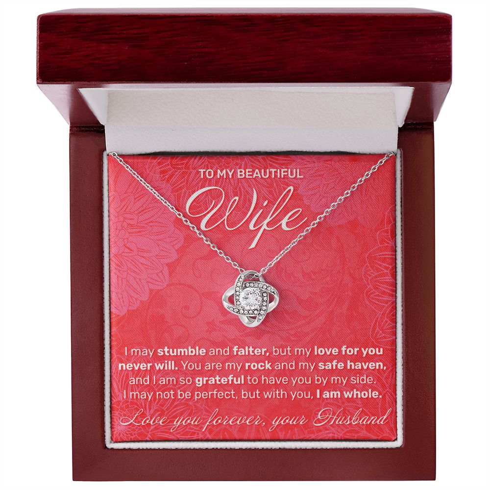 To My Wife - I May Stumble And Falter - Love Knot Necklace - JustFamilyThings