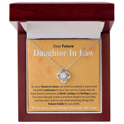 To Our Future Daughter In Law - As Your Future In Laws - Love Knot Necklace - JustFamilyThings