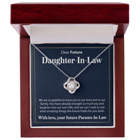 Load image into Gallery viewer, To Our Future Daughter In Law - We Are So Grateful - Love Knot Necklace - JustFamilyThings
