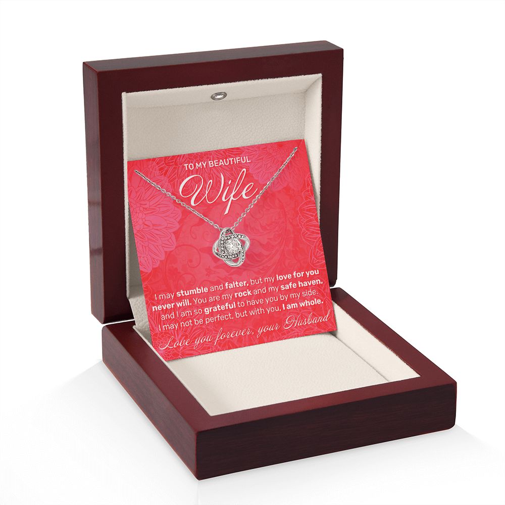 To My Wife - I May Stumble And Falter - Love Knot Necklace - JustFamilyThings