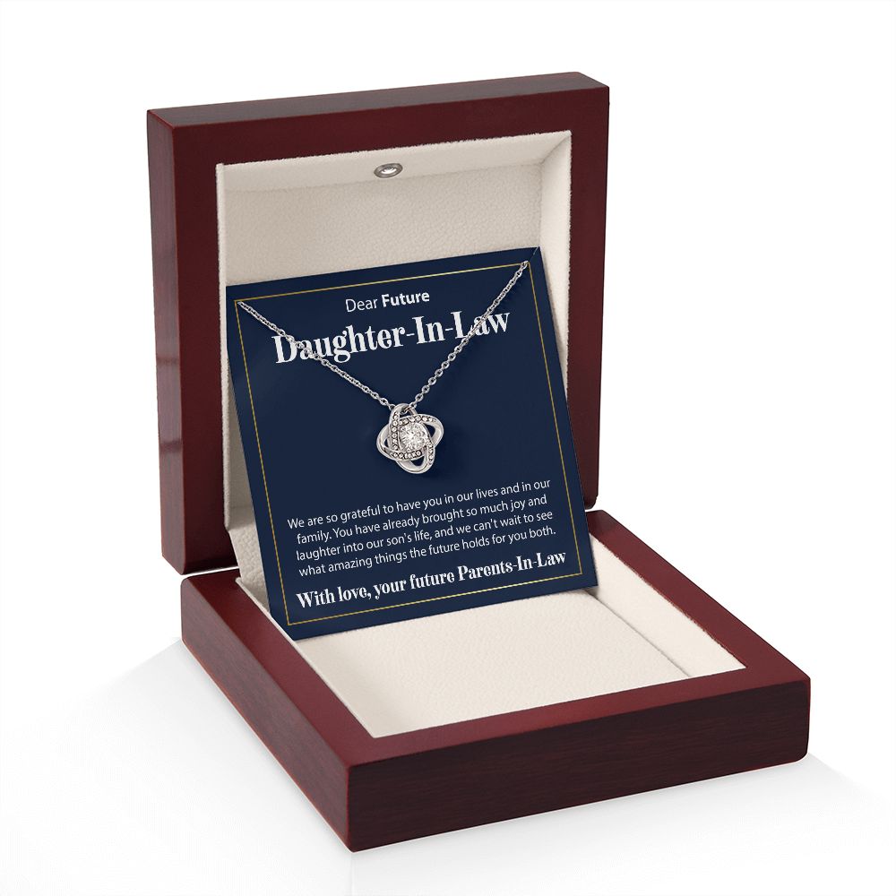 To Our Future Daughter In Law - We Are So Grateful - Love Knot Necklace - JustFamilyThings