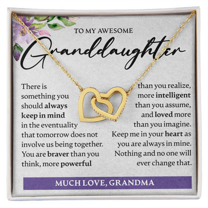 To My Awesome Granddaughter - Interlocking Hearts Necklace - JustFamilyThings