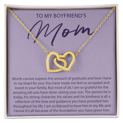 To My Boyfriends Mom - Word Cannot Express My Gratitude - Interlocking Hearts Necklace - JustFamilyThings