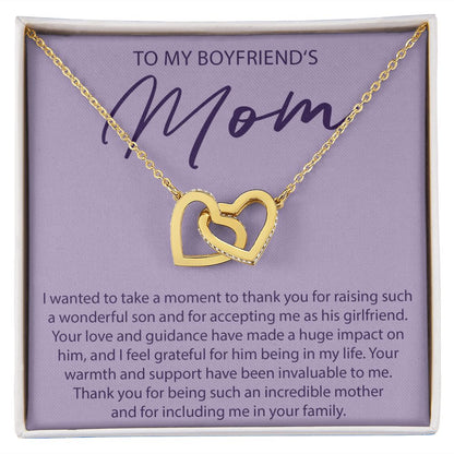 To My Boyfriends Mom - I Wanted To Take A Moment - Interlocking Hearts Necklace - JustFamilyThings