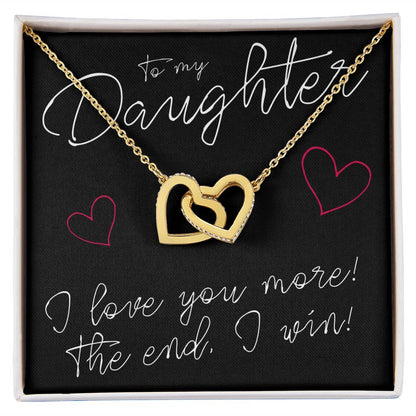 To My Daughter, I Love You More - Interlocking Hearts Necklace - JustFamilyThings