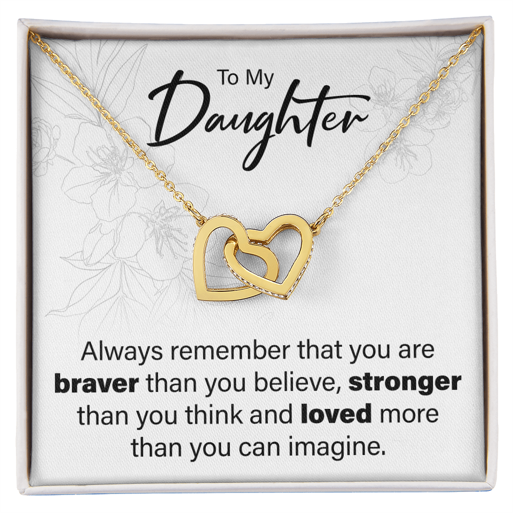 To My Daughter - You Are Loved - Interlocking Hearts Necklace - JustFamilyThings