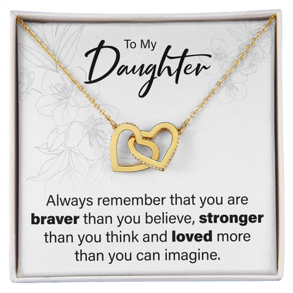 To My Daughter - You Are Loved - Interlocking Hearts Necklace - JustFamilyThings