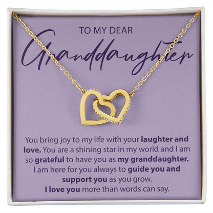 To My Dear Granddaughter - You Bring Joy To My Life - Interlocking Hearts Necklace - JustFamilyThings