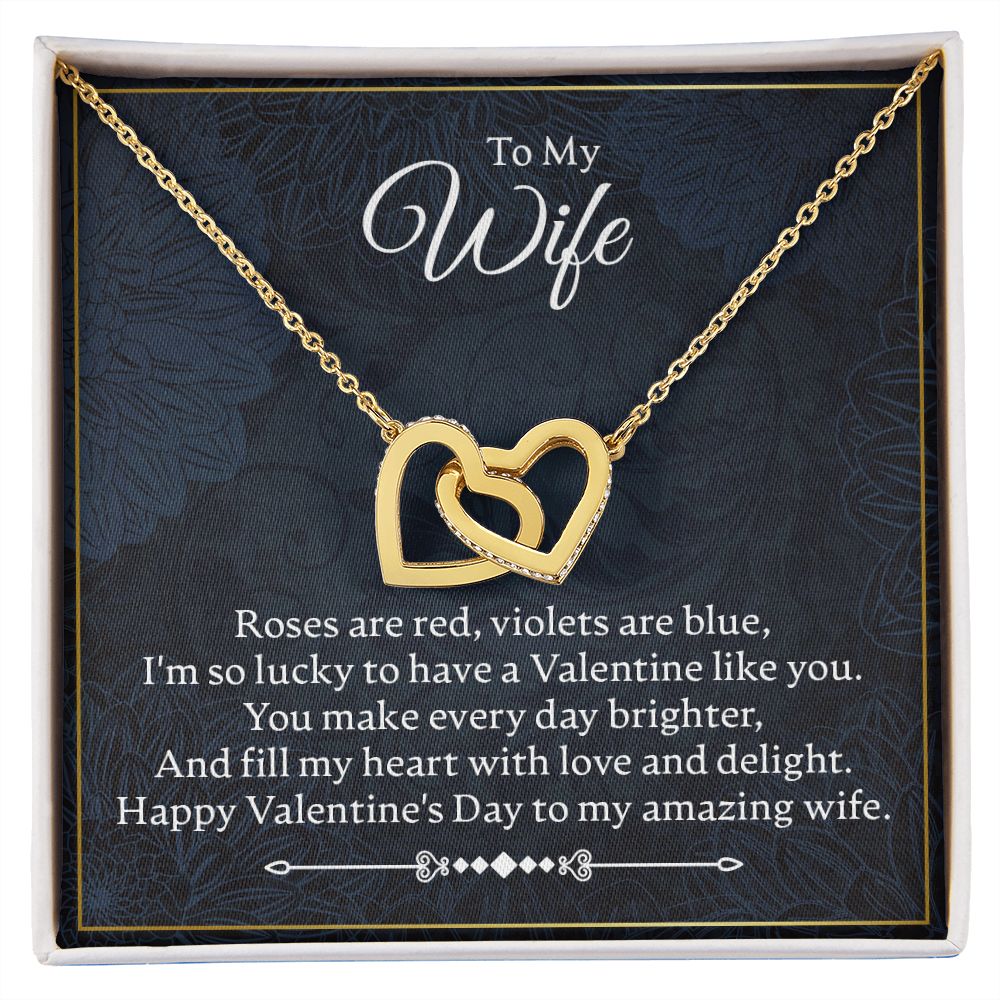 To My Wife - I'm So Lucky - Interlocking Hearts Necklace - JustFamilyThings