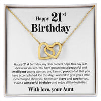 Load image into Gallery viewer, Happy 21st Birthday - From Aunt - Interlocking Hearts Necklace - JustFamilyThings
