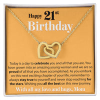 Load image into Gallery viewer, Happy 21st Birthday - Today Is A Day To Celebrate - Interlocking Hearts Necklace - JustFamilyThings
