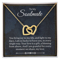 Load image into Gallery viewer, To My Soulmate - You Bring Joy - Interlocking Hearts Necklace - JustFamilyThings
