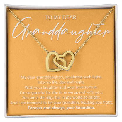 To My Dear Granddaughter - You Bring Light - Interlocking Hearts Necklace - JustFamilyThings