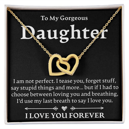 To My Gorgeous Daughter - Interlocking Hearts Necklace - JustFamilyThings