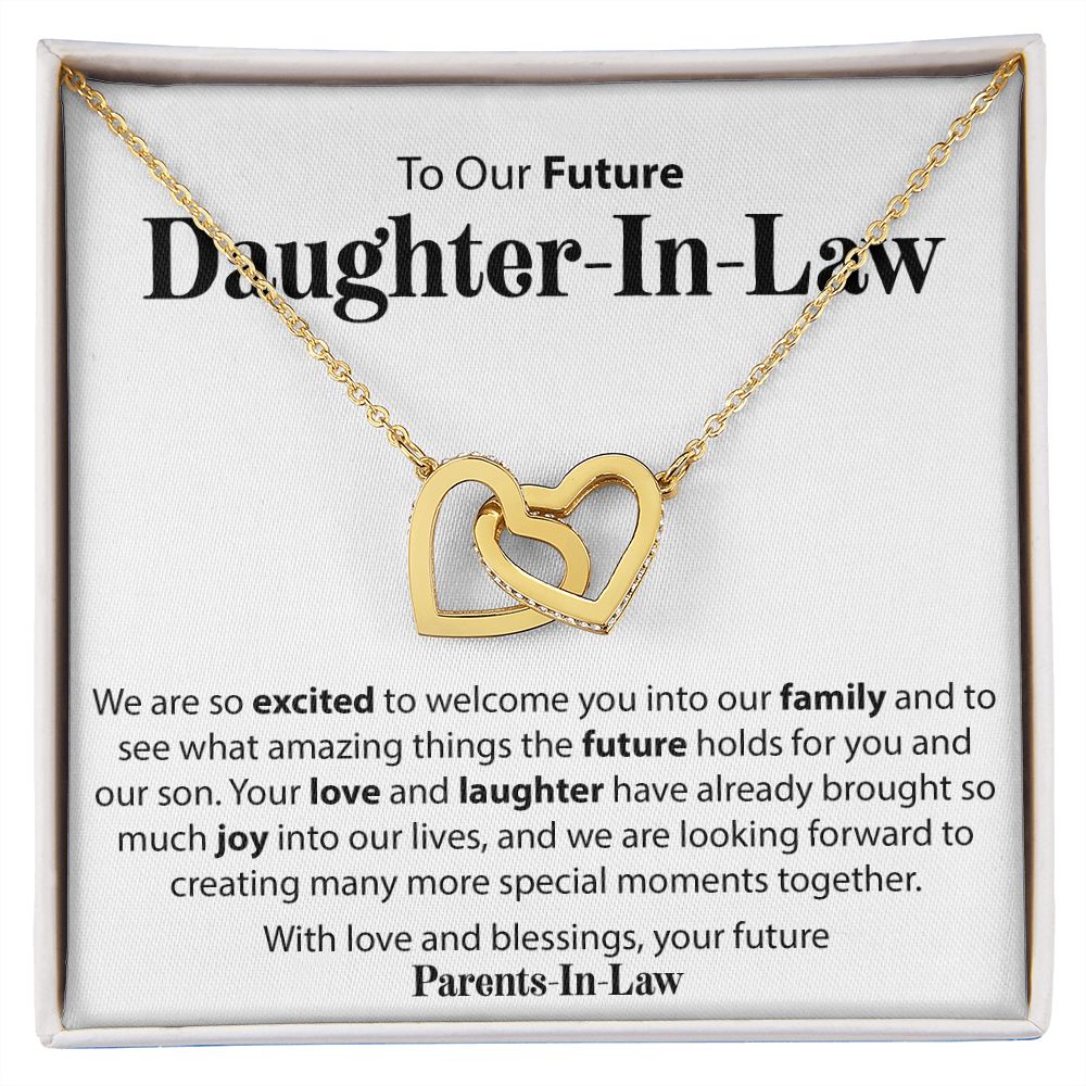 To Our Future Daughter In Law - We Are So Excited - Interlocking Hearts Necklace - JustFamilyThings