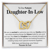 Load image into Gallery viewer, To Our Future Daughter In Law - We Are So Excited - Interlocking Hearts Necklace - JustFamilyThings
