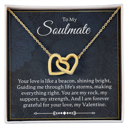 To My Soulmate - Your Love Is Like A Beacon - Interlocking Hearts Necklace - JustFamilyThings