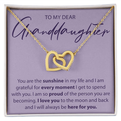 To My Dear Granddaughter - You Are The Sunshine - Interlocking Hearts Necklace - JustFamilyThings