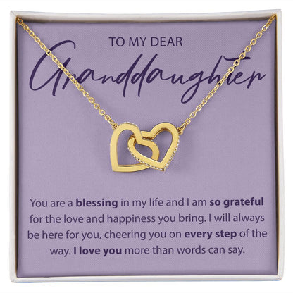 To My Dear Granddaughter - You Are A Blessing - Interlocking Hearts Necklace - JustFamilyThings