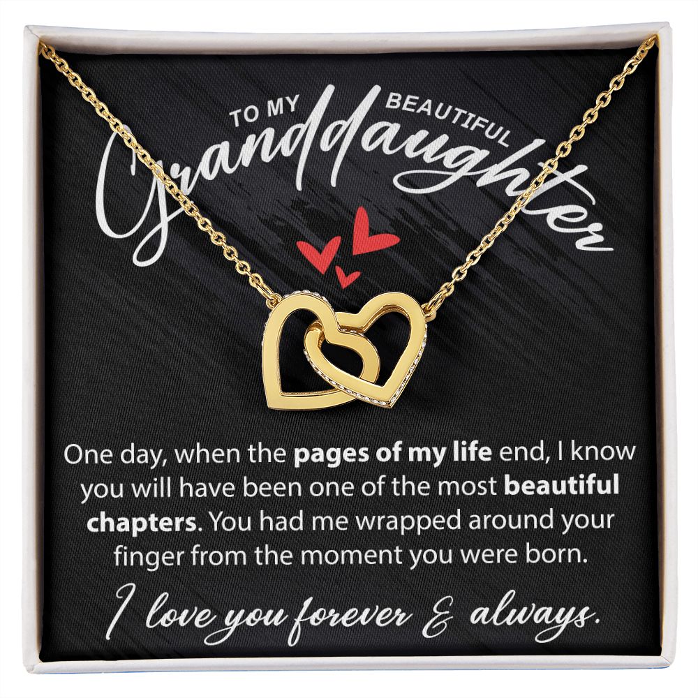 To My Beautiful Granddaughter - When The Pages Of My Life End - Interlocking Hearts Necklace - JustFamilyThings