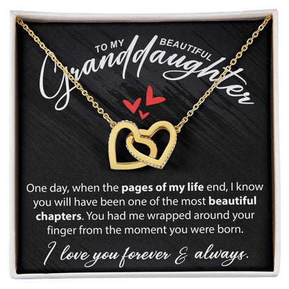 To My Beautiful Granddaughter - When The Pages Of My Life End - Interlocking Hearts Necklace - JustFamilyThings