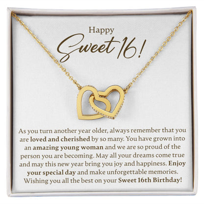 Happy Sweet 16 - Interlocking Hearts Necklace - JustFamilyThings