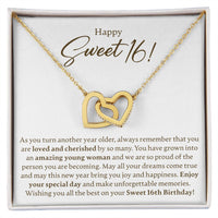 Load image into Gallery viewer, Happy Sweet 16 - Interlocking Hearts Necklace - JustFamilyThings
