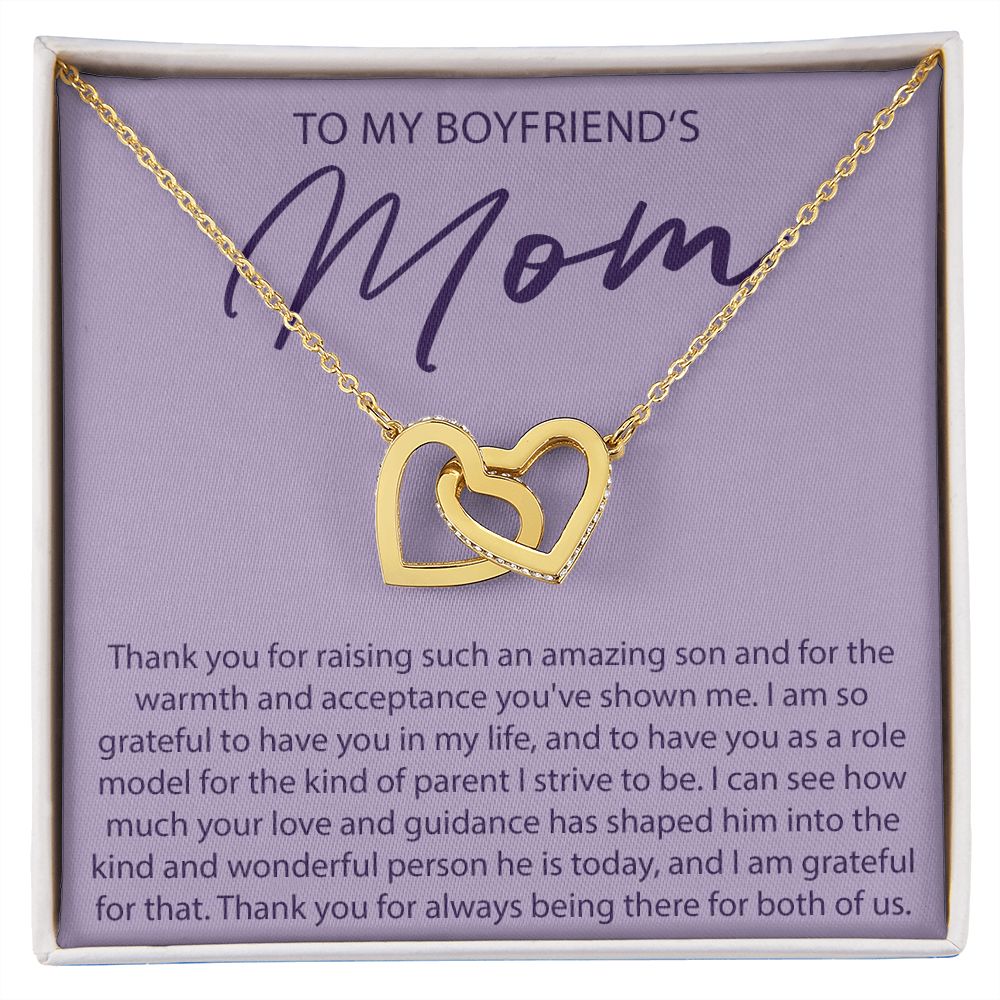 To My Boyfriends Mom - Thank You For Raising An Amazing Son - Interlocking Hearts Necklace - JustFamilyThings