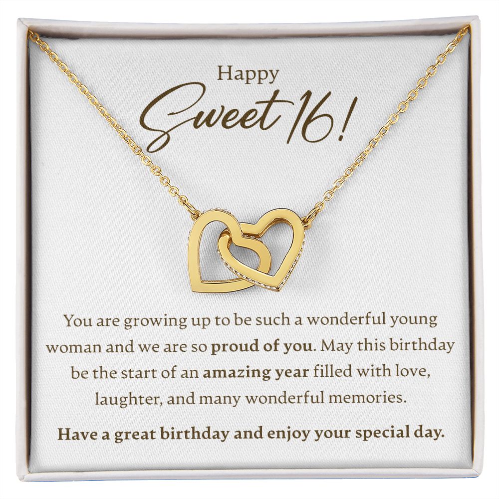 Happy Sweet 16 - Growing Up - Interlocking Hearts Necklace - JustFamilyThings