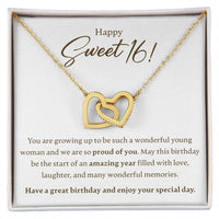Load image into Gallery viewer, Happy Sweet 16 - Growing Up - Interlocking Hearts Necklace - JustFamilyThings

