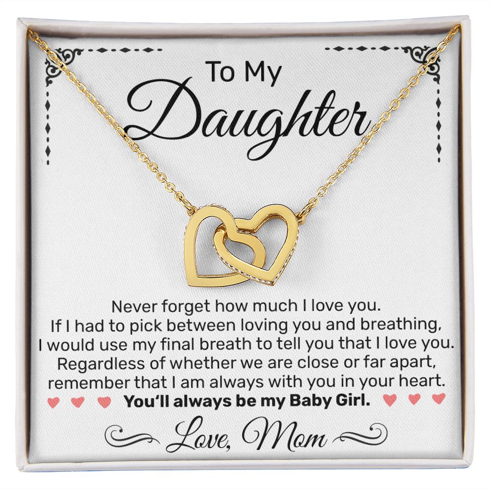 To My Daughter From Mom - Interlocking Hearts Necklace - JustFamilyThings