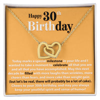 Load image into Gallery viewer, Happy 30th Birthday - Today Marks A Special Milestone - Interlocking Hearts Necklace - JustFamilyThings
