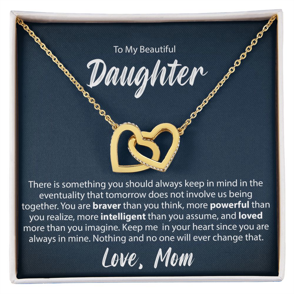To My Daughter From Mom - Interlocking Hearts Necklace - JustFamilyThings